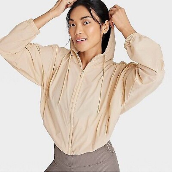 🆕All in Motion Women’s plus-size Beige full-zip hooded Windbreaker Jacket❤️❤️3X - Picture 4 of 4